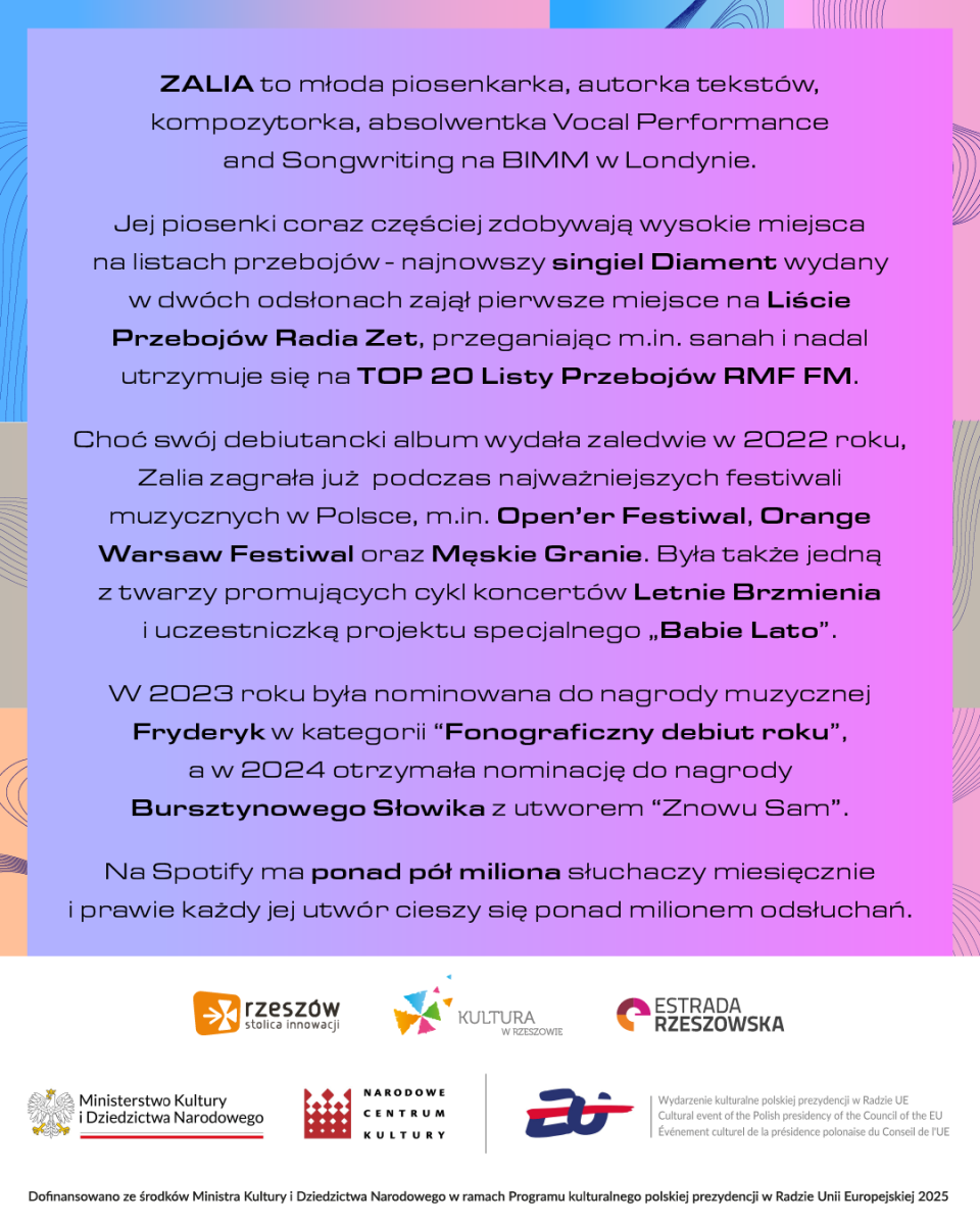 grafika z informacją o artystce